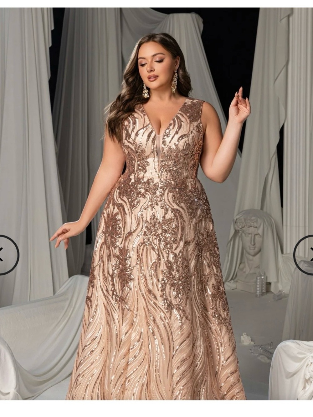 Faeriesty Plus size gown Sequin V Neck Sleeveless A-Line Formal Dress Sz 5X